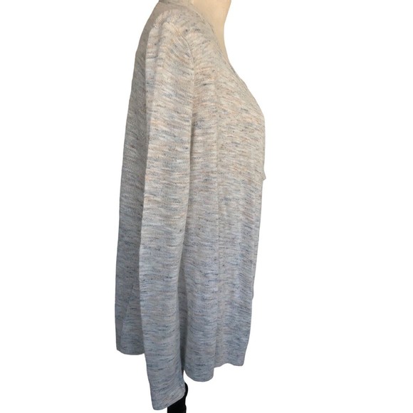 Loft Gray Beige Open Drape Linen Blend Long Sleeves Lightweight Sweater S - Picture 6 of 9